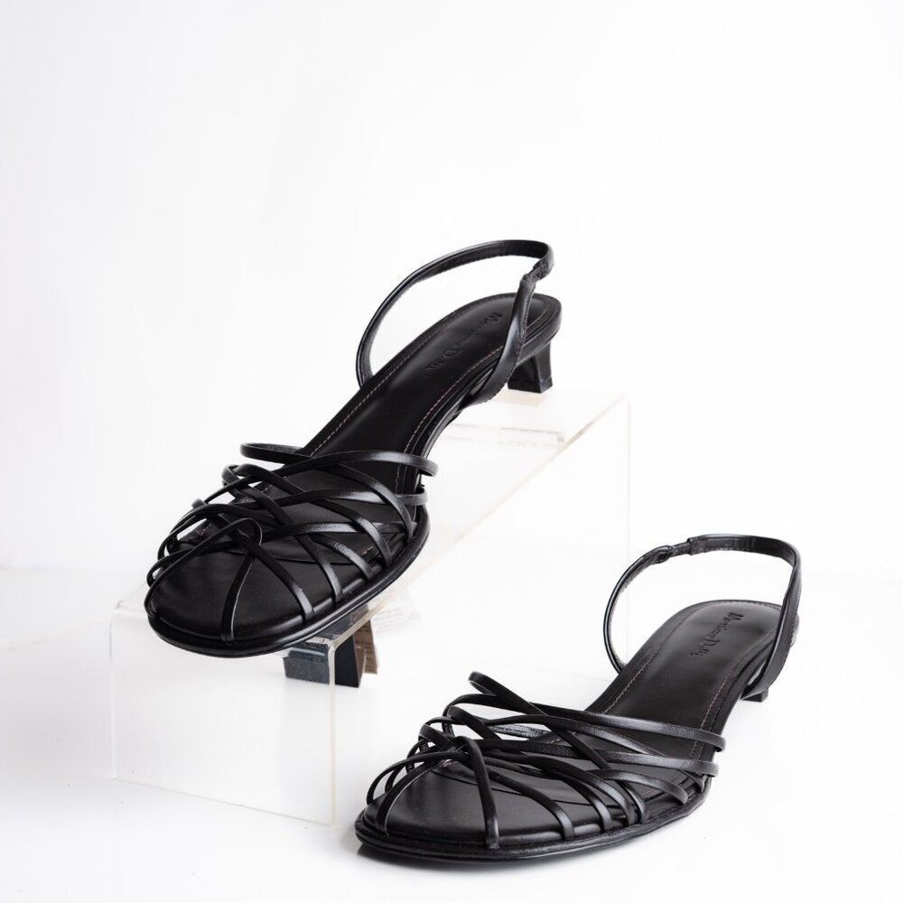 Massimo Dutti Womens Stappy Heeled Sandals slingbak Brown Leather US 9 EU 40 NWB